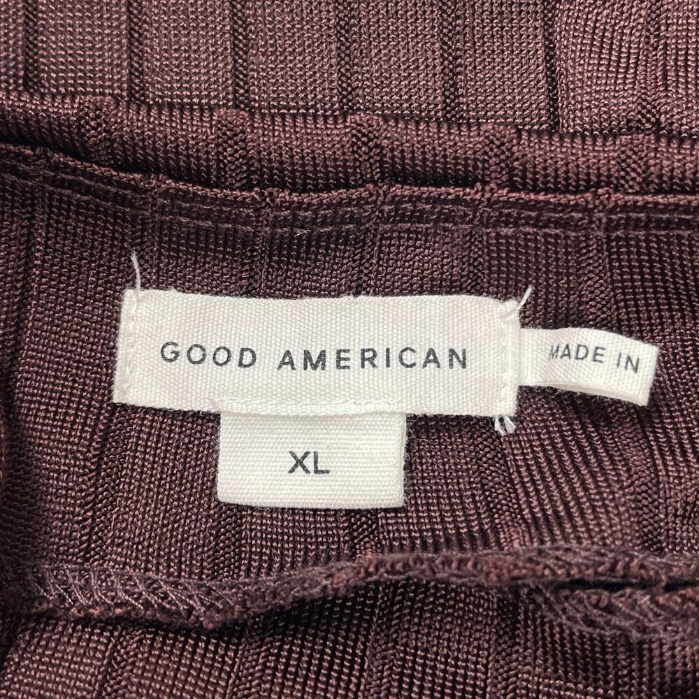 Good American Women’s Maxi Dress XL Burgundy Ribbed Mock Neck Long Sleeve - Picture 10 of 11